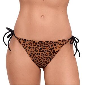 Sports Illustrated Swim Leopard Tie-Side Bikini Bottom - Brown/Black